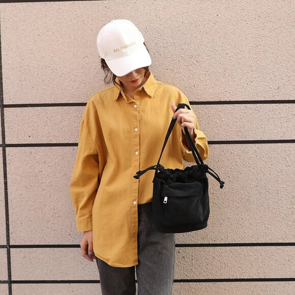 Canvas Crossbody Bag Small Drawstring Purse Compact Unisex Travel Organizer - Picture 6 of 8